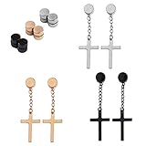 Juego de 3 pares de pendientes magnéticos no perforados de acero inoxidable para enganchar joyas cruzadas para mujeres, pendientes magnéticos para hombres, mujeres y niños