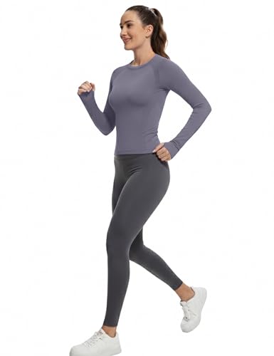 Image of MathCat Workout Shirts for Women Long Sleeve, Workout Tops for Women, Quick Dry Gym Athletic Tops,Seamless Yoga Shirts XS-XL