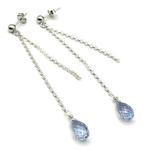 Boucles d'oreilles Topaze Bleue et Argent 925 artisanales pour femme