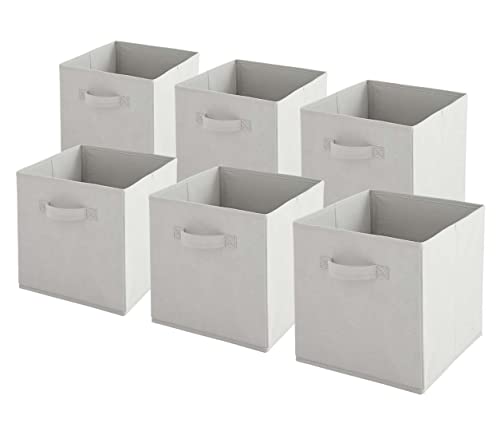 Box and beyond Lot de 6 bacs de Rangement intissés Pliables - Gris Nuage - 27x27x27cm