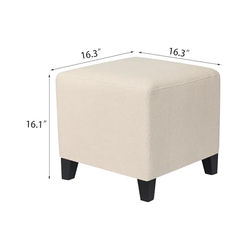 Square-Ottoman-Upholstered-Cube-Ottoman-Foot-Stool-with-Legs-Versatile-Footstools-and-Ottomans-Small-for-Living-Room-Bedroom-or-Under-DeskBeige Square Ottoman Upholstered Cube Ottoman Foot Stool with Legs Versatile Footstools and Ottomans Small for Living Room Bedroom or Under DeskBeige