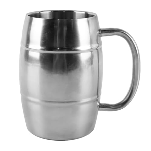 Orivin Premium Stainless Steel Big Grip Beer Mug Coffee Cup with Bonus Lid 470 Ml Double Wall Vacuum Insulation