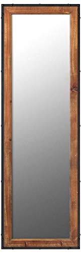 image for Amazon Brand – Stone & Beam Wood and Iron Hanging Wall Mirror, 42.25