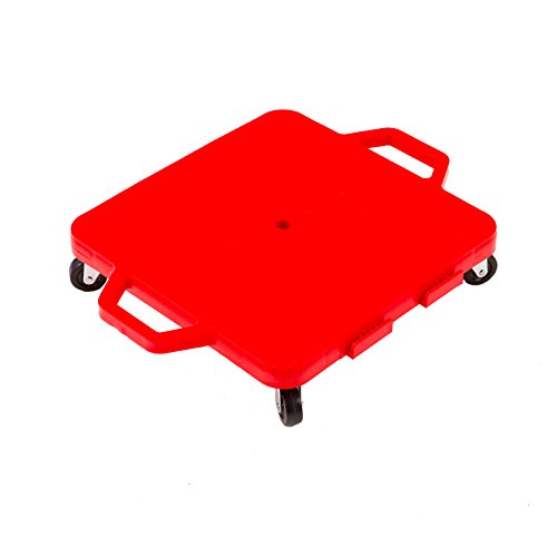 Cosom Scooter Board, 16 Inch Children's Sit & Scoot Board with 2 Inch Non-Marring Nylon Casters & Safety Guards for Physical Education Class, Sliding Boards with Safety Handles, Red
