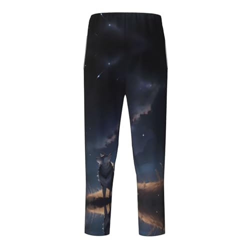 Pajama Pants Pajama Bottoms with Elastic Waistband Sleepwear Lounge Pants, Cool Wolf Starry Sky2