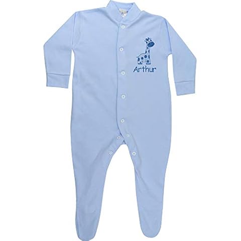 TeddyTs Personalised Blue Giraffe Sleepsuit for Babies Cover