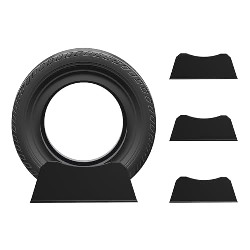 Image of Car Tire Display Rack, Tire Wheel Stand Base for Display Adjustable Width Rim Storage Wheel Rim Holder Tire Tray Base for Exhibition Shop Garage Trade Show, Black (4)