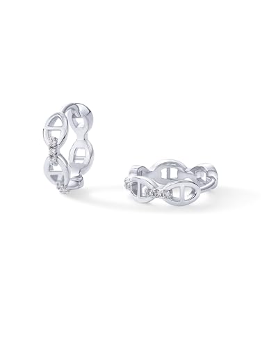 PAVOI 14K Gold Plated Sterling Silver Posts Cubic Zirconia Chained Huggie Earrings for Women | Small CZ Chain Hoops3