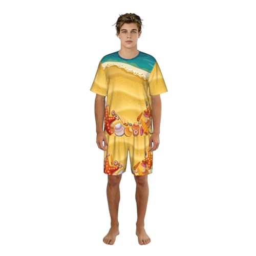 Pyjama court pour homme tenue d'été décontractée style bord de mer