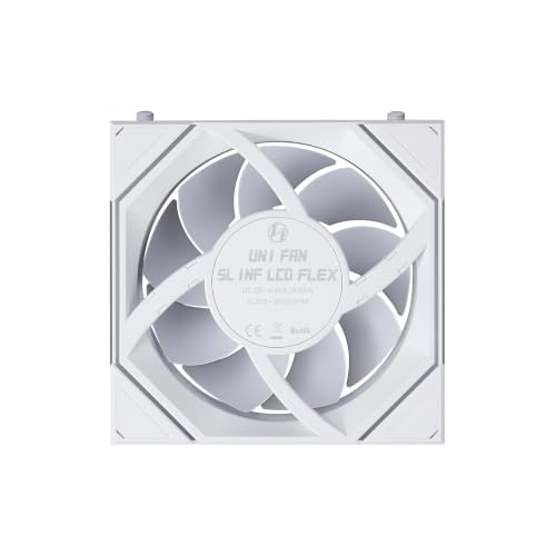 Image of Lian Li UNI Fan SL-INF LCD Flex 120 ARGB PWM Fan, (NOT Reverse Blade) White