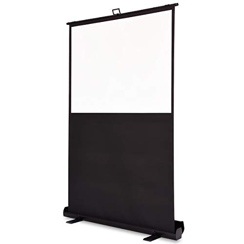 Tangkula 48" x 36" Presentation Projection Screen with Portable Tripod Floor Stand, Pull