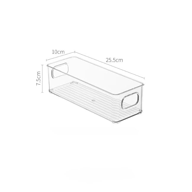 Clear Plastic Long Storage Bin Stackable Organizer for Pantry,Desk Kitchen