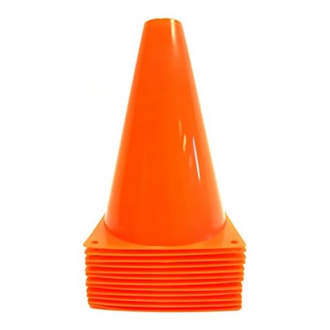 Dondor Enterprises Sports Training Cones, 7" Inch, 1 Dozen Multipurpose Orange Sports Cones Cover