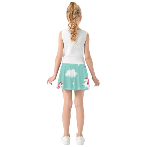 Tennis Skirts Kids Flying Unicorn Aqua Athletic Shorts Girls Skorts Flowy Girl Skort 4t4
