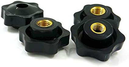 10pcs Black Plastic 25/32mm Head Diameter 6 Pointed Star Clamping Knobs M4 M5 M6 M8 hole - (Color: M5 32mm No hole)
