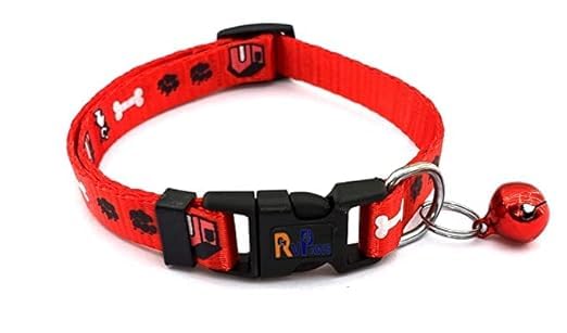 Woofy 15MM Pets Paw Printed Adjustable Neck Collar Belt with Bells Soft Nylon Collar Ideal for Playing and Outdoor Walking Dogs, Puppies and Cats (Red) (B0CKYWLD6S) Amazon Price History, Amazon Price Tracker