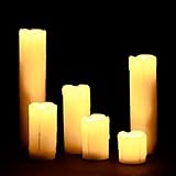 relaxdays candele a led, set da 6 candeline in cera vera senza fiamma, luce tremolante elettrica, batterie, Ø 5 cm,crema, 6 pz