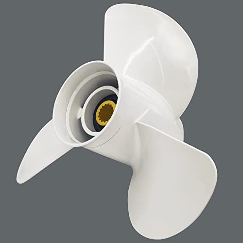 Image of 13 1 /4x17-K Boat Motor Aluminum Propeller - Replaces 6E5-45945-01-EL - Compatible with Yamaha Outboard Engines 60HP 70HP 75HP 80HP 85HP 90HP 115HP 130HP - 15 Tooth-RH - Aluminum Outboard Propeller