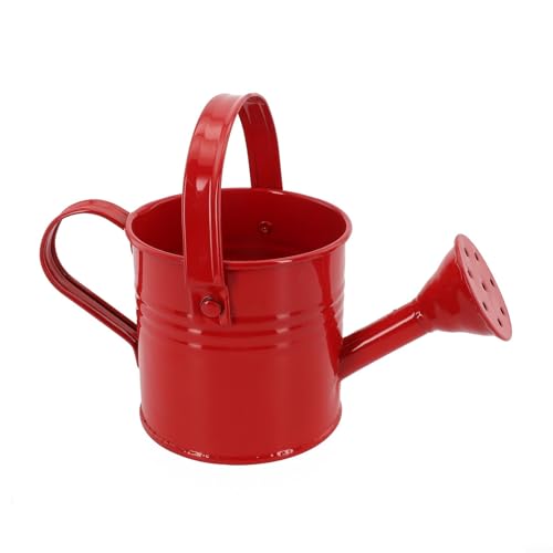 Eawfgtuw Regadera de jardín de metal, con boquilla larga, para uso en interiores y exteriores, capacidad de 300 ml, rosa, beige, verde claro, azul claro, verde militar, rojo (rojo)