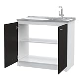 DEPOT E-SHOP Salento Freestanding Sink with Double Door Cabinet and Two Shelves, 35.4