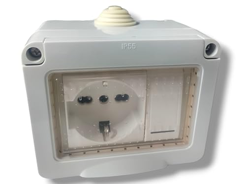 Cassetta Elettrica con Shuko e Interruttore IP55, Bianco