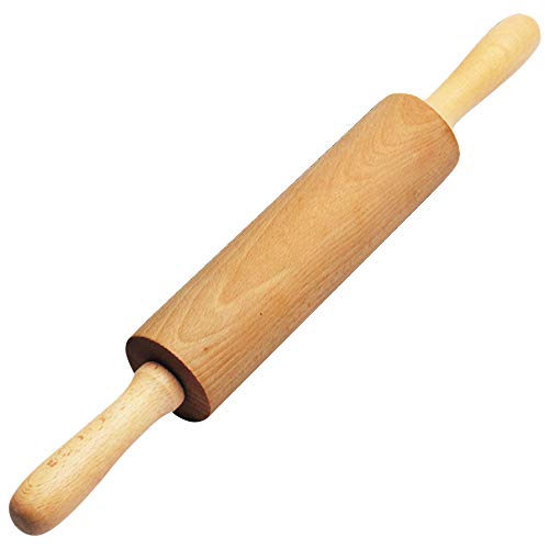 Koulang Classic Wood Rolling Pin - 18 Inch Wood Rolling Pin With Handles Solid Wooden Roller Pin Baking Professional Dough Roller For Home Bakery Pizza Pastry Roti Pasta Bread Cookie Cook #TOP18