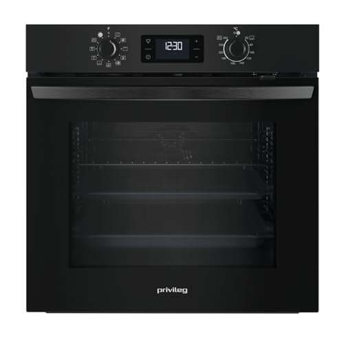 Privileg PBA285HR0K Einbaubackofen, A plus, 71 Liter, Hydrolyse-Reinigungsfunktion, Heißluftbackofen mit 11 Funktionen, Turn und Go, Black Glass