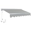 ADVANING Luxury Series 14×10 Electric Retractable Awning Premium Quality Fully Assembled UV Sun Shade Canopy Heather Gray EA1410 A112H2