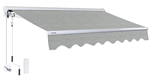 ADVANING Luxury Series 14×10 Electric Retractable Awning Premium Quality Fully Assembled UV Sun Shade Canopy Heather Gray EA1410 A112H2