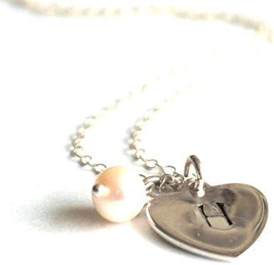 Personalized Heart Necklace - Sterling Silver - Heart Charm Necklace - Personalized Jewelry - Silver Heart Pendant - Initials Necklace