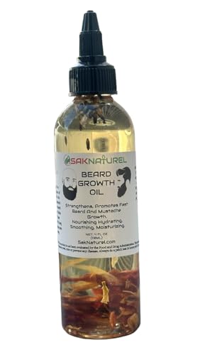 SakNaturel Beard Oil Beard Growth Oil Softens & Strengthens Growth, Moisturizes Skin, 4 Fl Oz