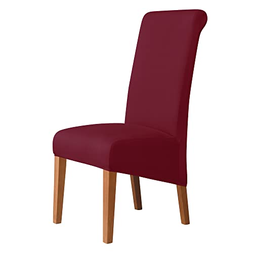 Kozuoan XL Size Chair Covers for Dining Chairs, spandex dining chair covers, detachable and washable (Wine Red, Pack of 4)