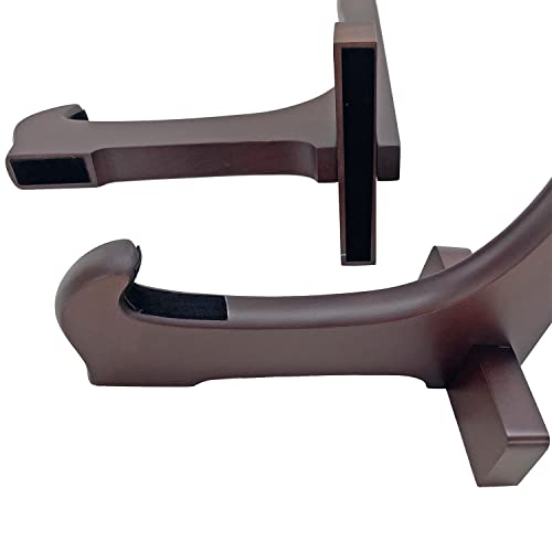 【額ふとん(紫)付き】GT22セピア 額立て/皿立て 高さ350ミリ 二本組木製額立 [5]