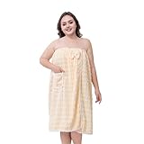 YJZQ Damen Saunakilt Verdickter Saunarock Verstellbares Saunahandtuch Weiches Badehandtuch Saugfähig Saunatuch schnell trocknend Bademantel mit Druckknopf für Strand, Baden, Dusche