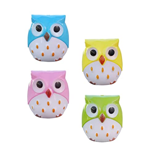 NUOBESTY Mechanical Pencils 24Pcs Multi- Owl Pencil Sharpeners Mini Cute Lovely Cartoon Animal Owl Pencil Sharpeners Dual Holes Handheld for Stationery Prize Color Pencils