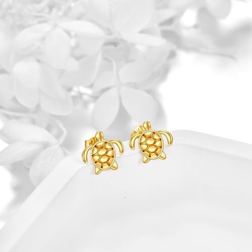 KECHO 14k Gold Dainty Stud Earrings Butterfly/Turtle/Starfish/Paw/Cat Jewelry for Women2