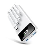 モバイルバッテリー 大容量 【56800mAh大容量 & 4本ケーブル内蔵】 モバイルバッテリー 5台同時充電可能 最大2.4A出力 急速充電 LCDディスプレイ残量表示 おまかせ充電 低電流対応 スマホ充電器 携帯充電器 軽量 持ち運び便利 PSE認証済 マルチ安全回路保護 アウトドア/旅行/出張/停電対策/防災 日本語説明書 image