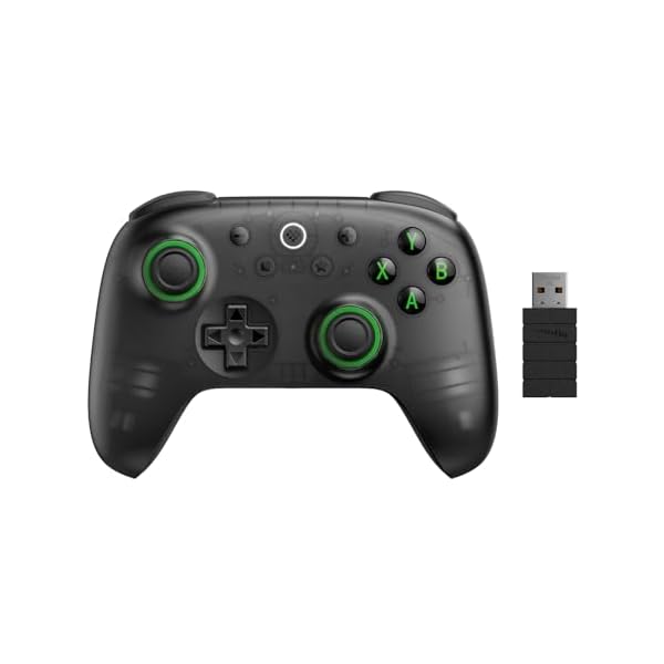8BitDo Ultimate 2C Wireless Controller for Windows PC and Android, with 1000 Hz Polling Rate, Hall Effect Joysticks and Triggers, and Remappable L4/R4 Bumpers (Transparent Black)