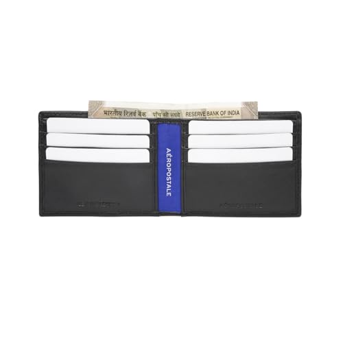 Image of Aeropostale Men's Global Coin Wallet PORUS - Black | Durable Leather | Compact Design & Coin Pocket | Ideal for Gifting