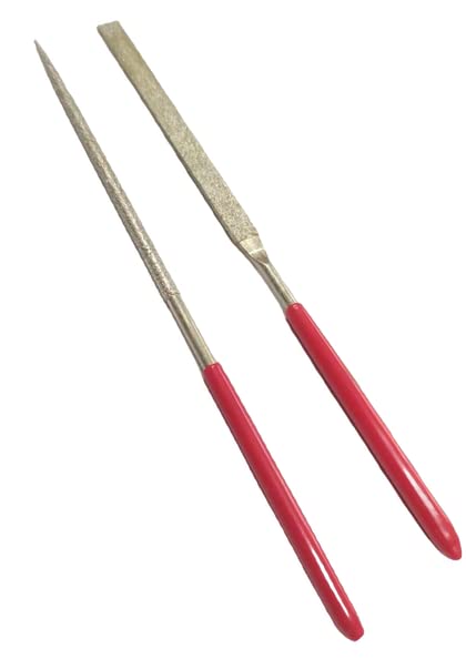 Diamond File Flate and Round File for Metal Glass Stone Jewelry Craft Works Grinding Sewing Hand Tool Suit Polishing Dealing Tools for Ceramic Glass Gem Stone and Crafts 140mm 2PC(Round & Flate)
