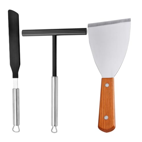 HAKIDZEL 1Set Stainless Steel Pancake Spreader Spatula Crepe Maker Tools for Non Stick Design Comfortable Grip for Home Kitchen Use