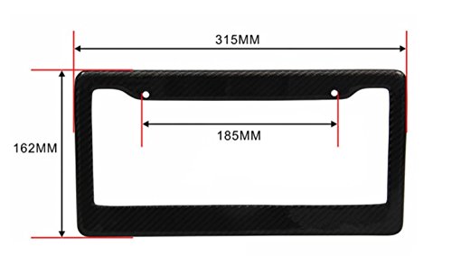 Icbeamer License Plate Frames- Gloss Real Carbon Fiber Waterproof Black Plastic For Auto Vehicle Truck Van [Pack 2 Pcs] #TOP1