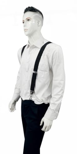 Image of Mens Suspenders with 3 Swivel Hooks Belt Loops 1.4 Inch Wide Heavy Duty Adjustable Braces