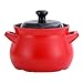 Okrągły ceramiczny garnek do zupy z pokrywką duża pojemność kociołek 5 l nadaje się do kuchenki indukcyjnej, może być używany do gotowania zupy i warzyw, garnki z pokrywką (kolor: czerwony)