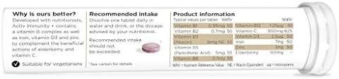 Healthspan Elite Activ Immunity | 40 Effervescent Tablets | All Blacks Official Partner | Immune Health | Vitamins C, B & D3 | Iron & Zinc | Informed Sport Accredited | Berry Flavour | Vegetarian
