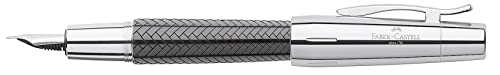 Faber-Castell E-Motion 148242 Fountain Pen Precious Resin With Parquet Pattern Ef Nib Including Gift Packaging Black/Silver Shaft #TOP2