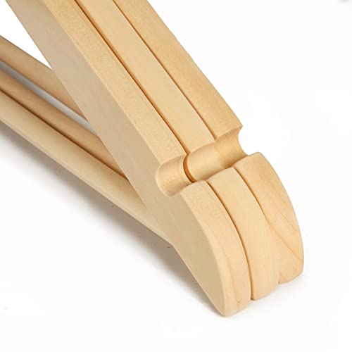 Better To U 17.5" Natural Finish Wooden Suit Hangers, Coat Standard Hangers With Pants Bar, Wood Closet Clothes Hangers (20 Pack) #TOP3