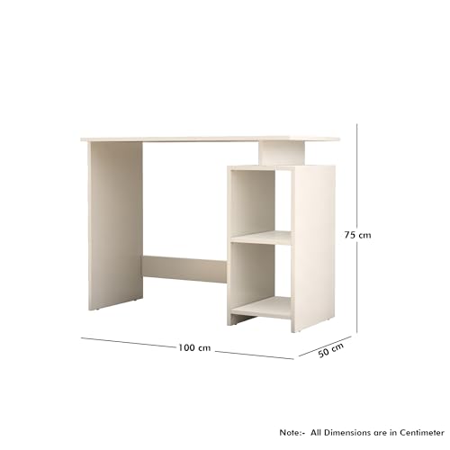 Image of Bniture Wooden Study Table for Home | Engineered Wood Laptop Study Table with Book Shelf | Multi Purpose Office Desk for Laptop, Computer, Writing & Study | Workstation for Home & Office, Frosty White