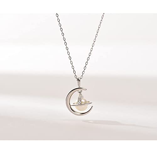 Collier pendentif perle d'eau douce S925 chaîne fine argent bijoux tendance - 3