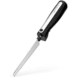 Clatronic EM 3702 couteau électrique, couteau électrique, couteau de cuisine électrique, aide de cuisine avec moteur de 120 W, boîte de rangement incluse, acier inoxydable/noir